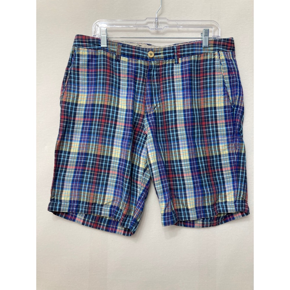 Tommy Bahama Mens size 33 Plaid Shorts Linen Blend Comfy Flat Summer Vacation
